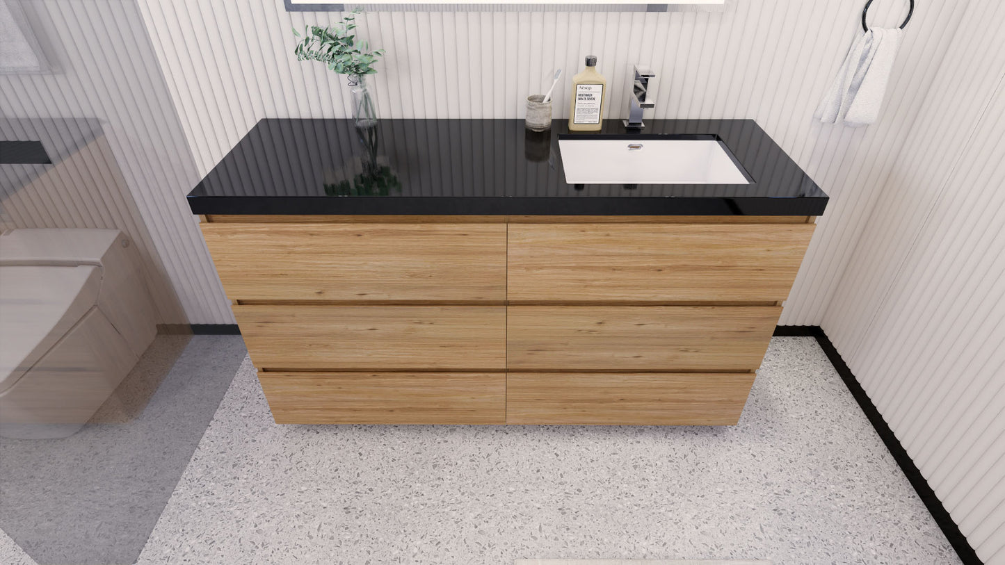 Stanley 60" Freestanding Bathroom Vanity with Reinforced Acrylic Integrated Sink Top