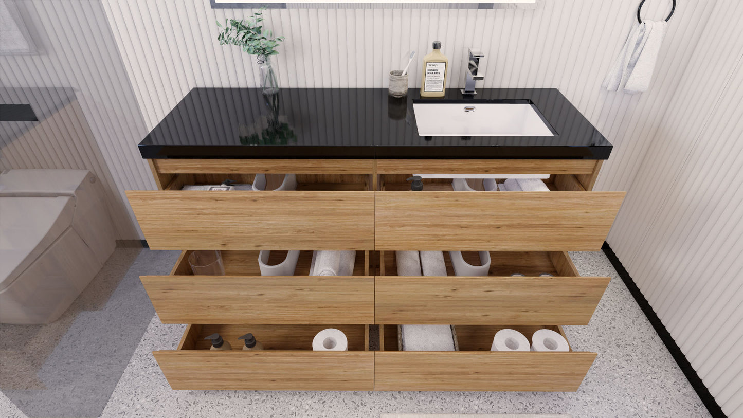 Stanley 60" Freestanding Bathroom Vanity with Reinforced Acrylic Integrated Sink Top