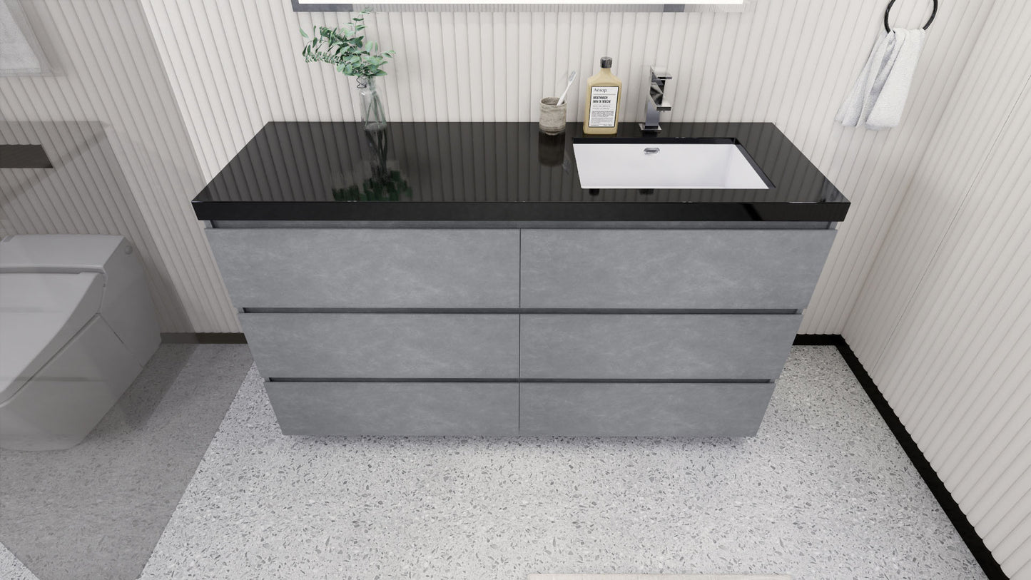 Stanley 60" Freestanding Bathroom Vanity with Reinforced Acrylic Integrated Sink Top
