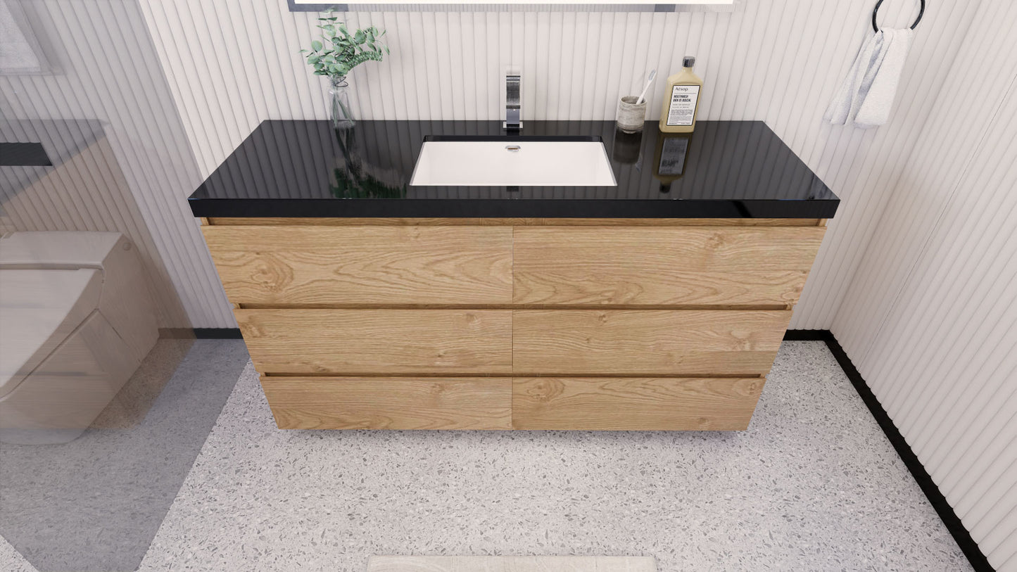 Stanley 60" Freestanding Bathroom Vanity with Reinforced Acrylic Integrated Sink Top