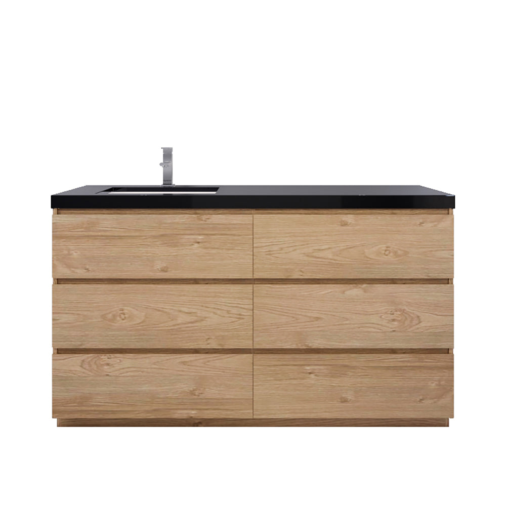 Stanley 60" Freestanding Bathroom Vanity with Reinforced Acrylic Integrated Sink Top