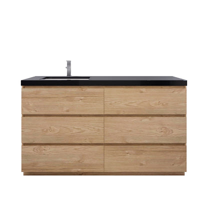 Stanley 60" Freestanding Bathroom Vanity with Reinforced Acrylic Integrated Sink Top