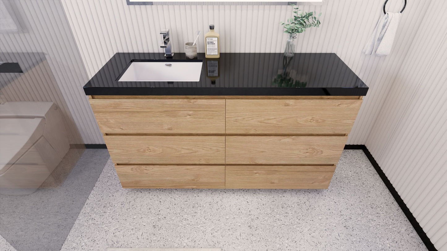 Stanley 60" Freestanding Bathroom Vanity with Reinforced Acrylic Integrated Sink Top