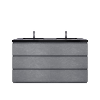 Stanley 60" Freestanding Bathroom Vanity with Reinforced Acrylic Integrated Sink Top