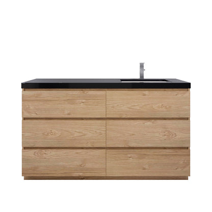 Stanley 60" Freestanding Bathroom Vanity with Reinforced Acrylic Integrated Sink Top