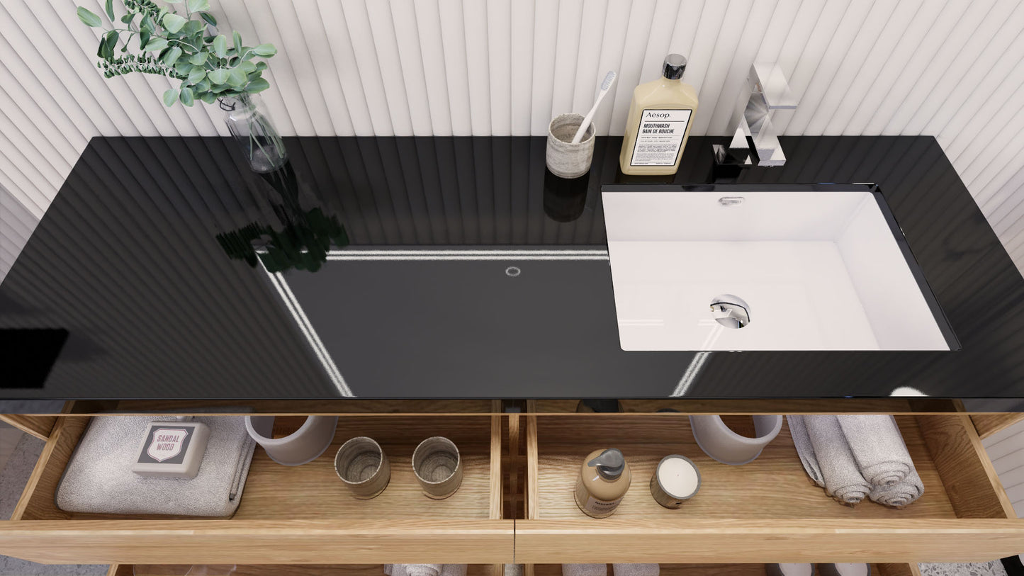 Stanley 60" Freestanding Bathroom Vanity with Reinforced Acrylic Integrated Sink Top