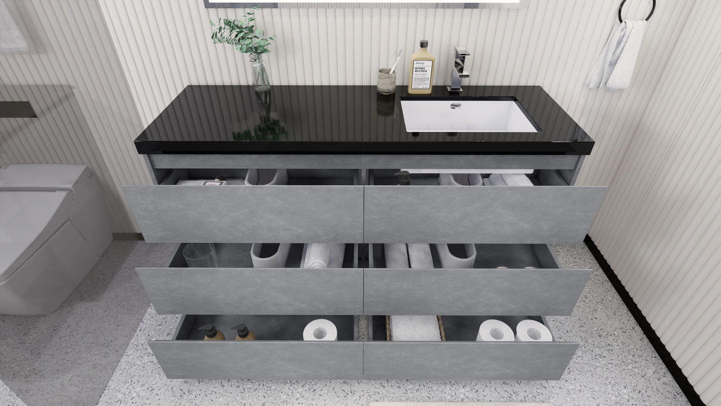 Stanley 60" Freestanding Bathroom Vanity with Reinforced Acrylic Integrated Sink Top