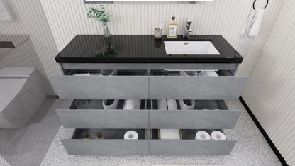 Stanley 60" Freestanding Bathroom Vanity with Reinforced Acrylic Integrated Sink Top