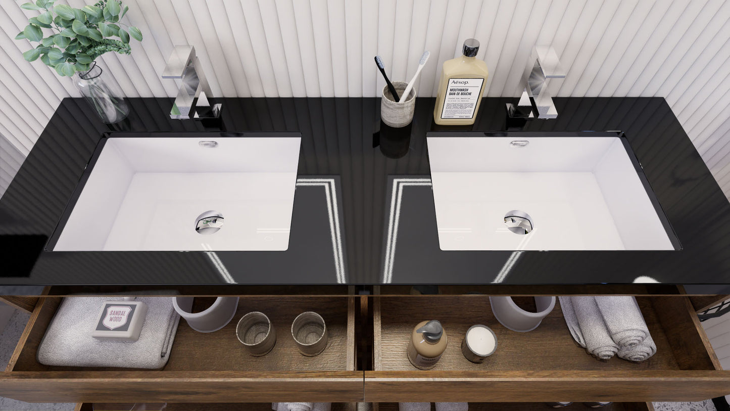 Stanley 60" Freestanding Bathroom Vanity with Reinforced Acrylic Integrated Sink Top