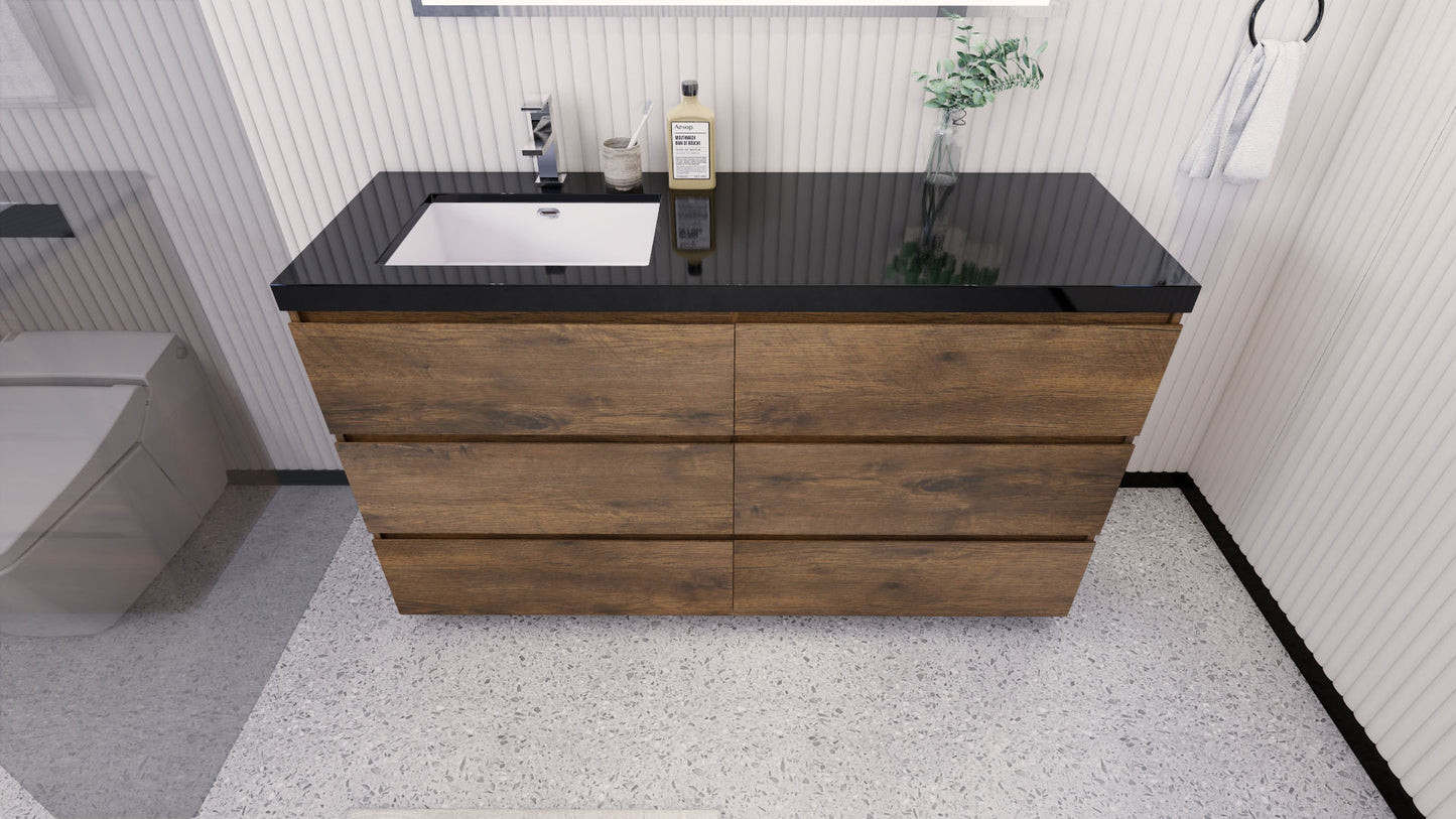 Stanley 60" Freestanding Bathroom Vanity with Reinforced Acrylic Integrated Sink Top