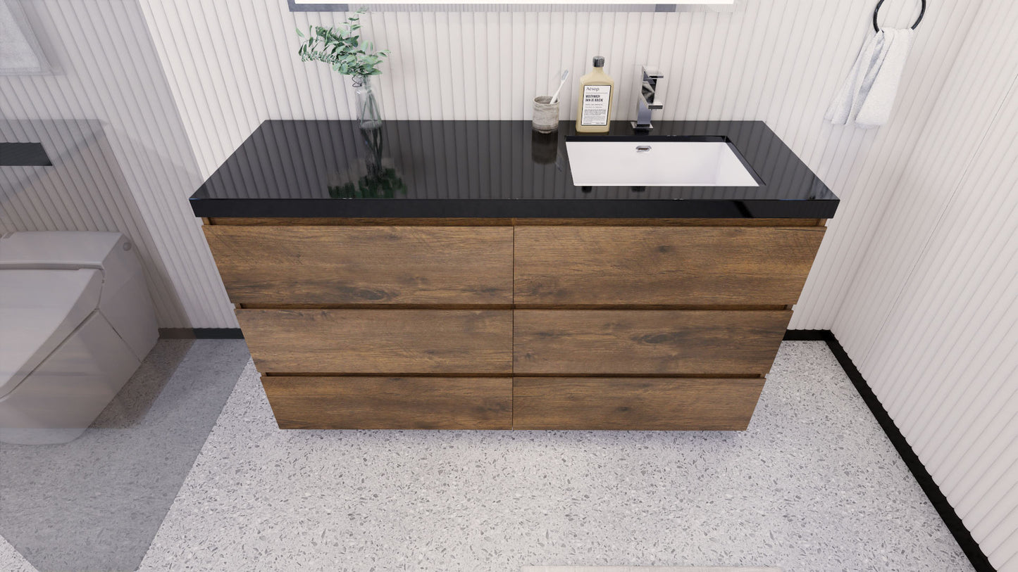 Stanley 60" Freestanding Bathroom Vanity with Reinforced Acrylic Integrated Sink Top