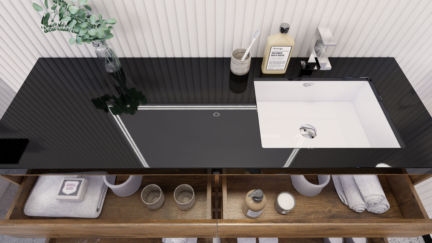 Stanley 60" Freestanding Bathroom Vanity with Reinforced Acrylic Integrated Sink Top
