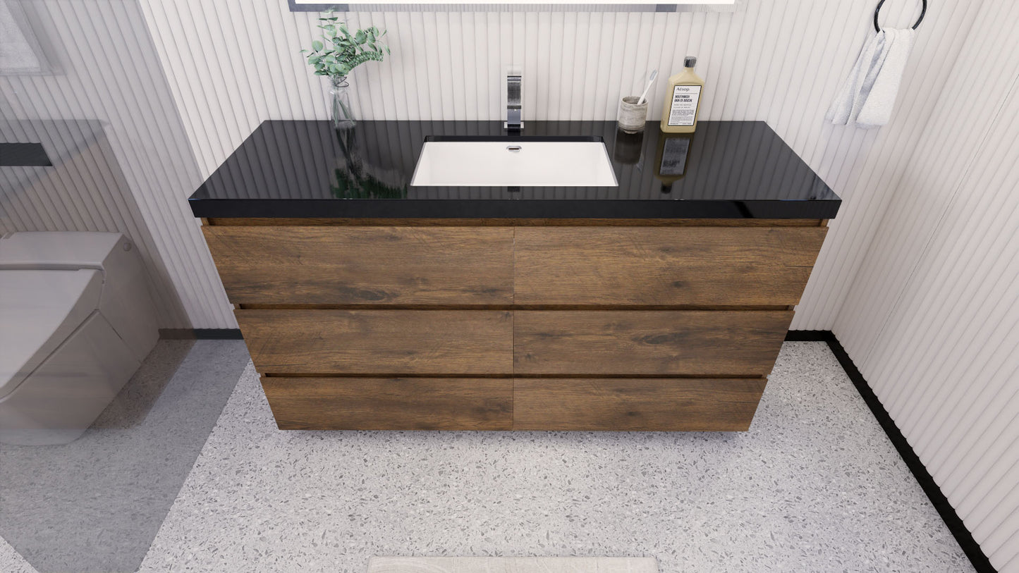 Stanley 60" Freestanding Bathroom Vanity with Reinforced Acrylic Integrated Sink Top