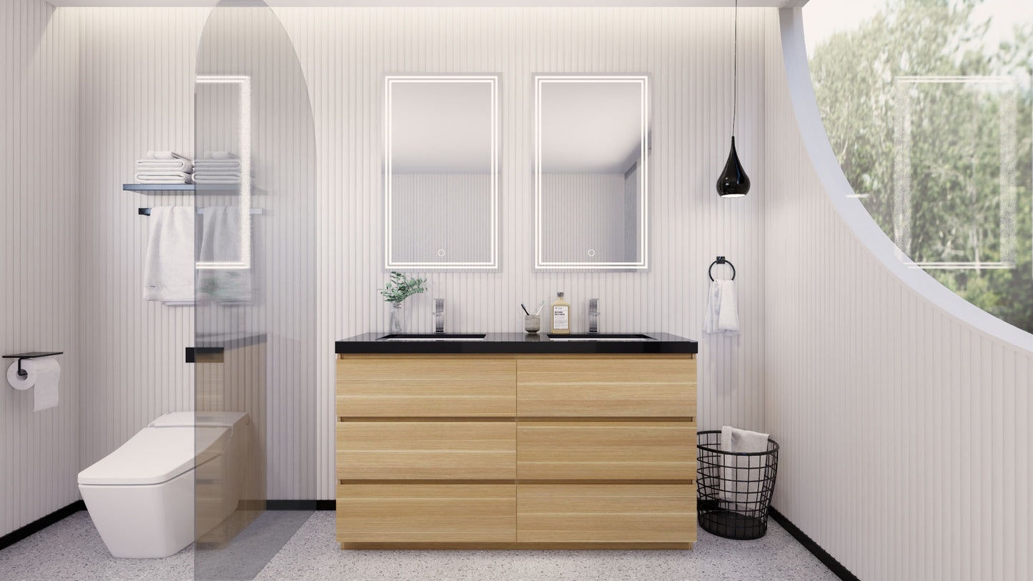Stanley 60" Freestanding Bathroom Vanity with Reinforced Acrylic Integrated Sink Top