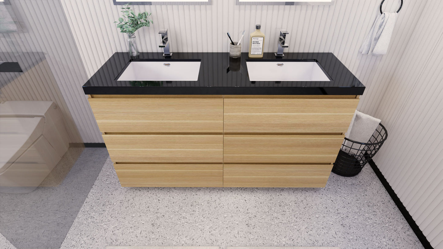 Stanley 60" Freestanding Bathroom Vanity with Reinforced Acrylic Integrated Sink Top