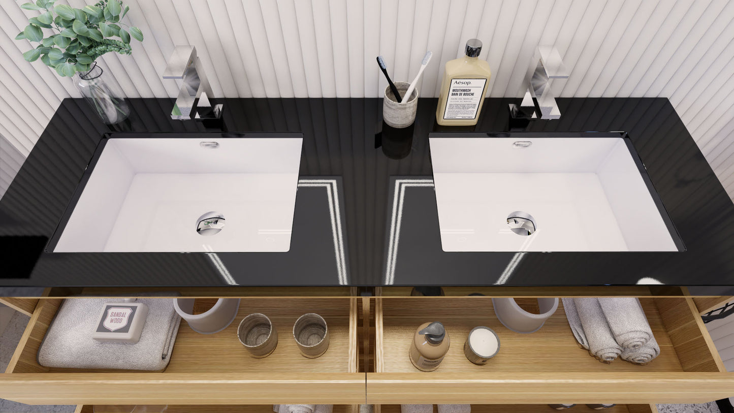 Stanley 60" Freestanding Bathroom Vanity with Reinforced Acrylic Integrated Sink Top