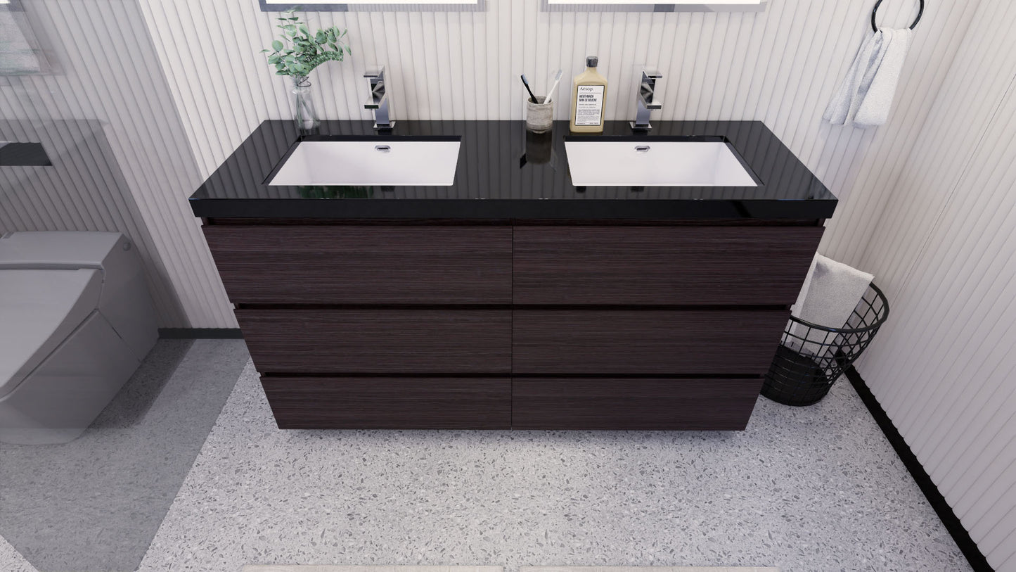 Stanley 60" Freestanding Bathroom Vanity with Reinforced Acrylic Integrated Sink Top
