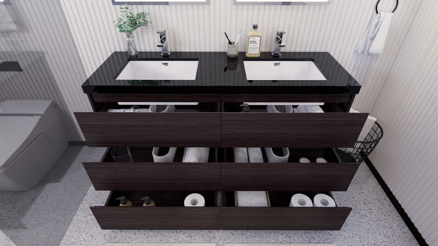 Stanley 60" Freestanding Bathroom Vanity with Reinforced Acrylic Integrated Sink Top