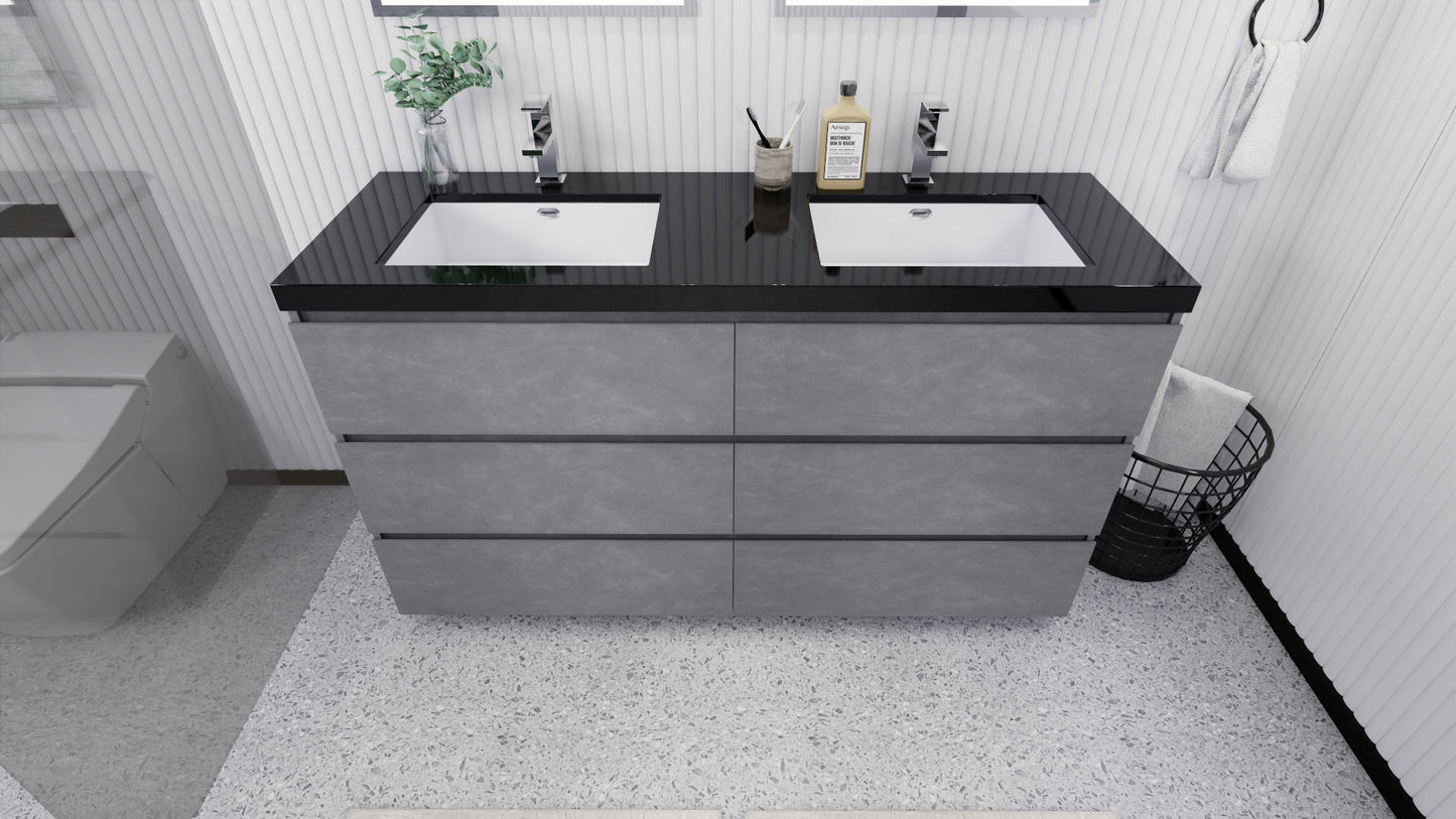 Stanley 60" Freestanding Bathroom Vanity with Reinforced Acrylic Integrated Sink Top