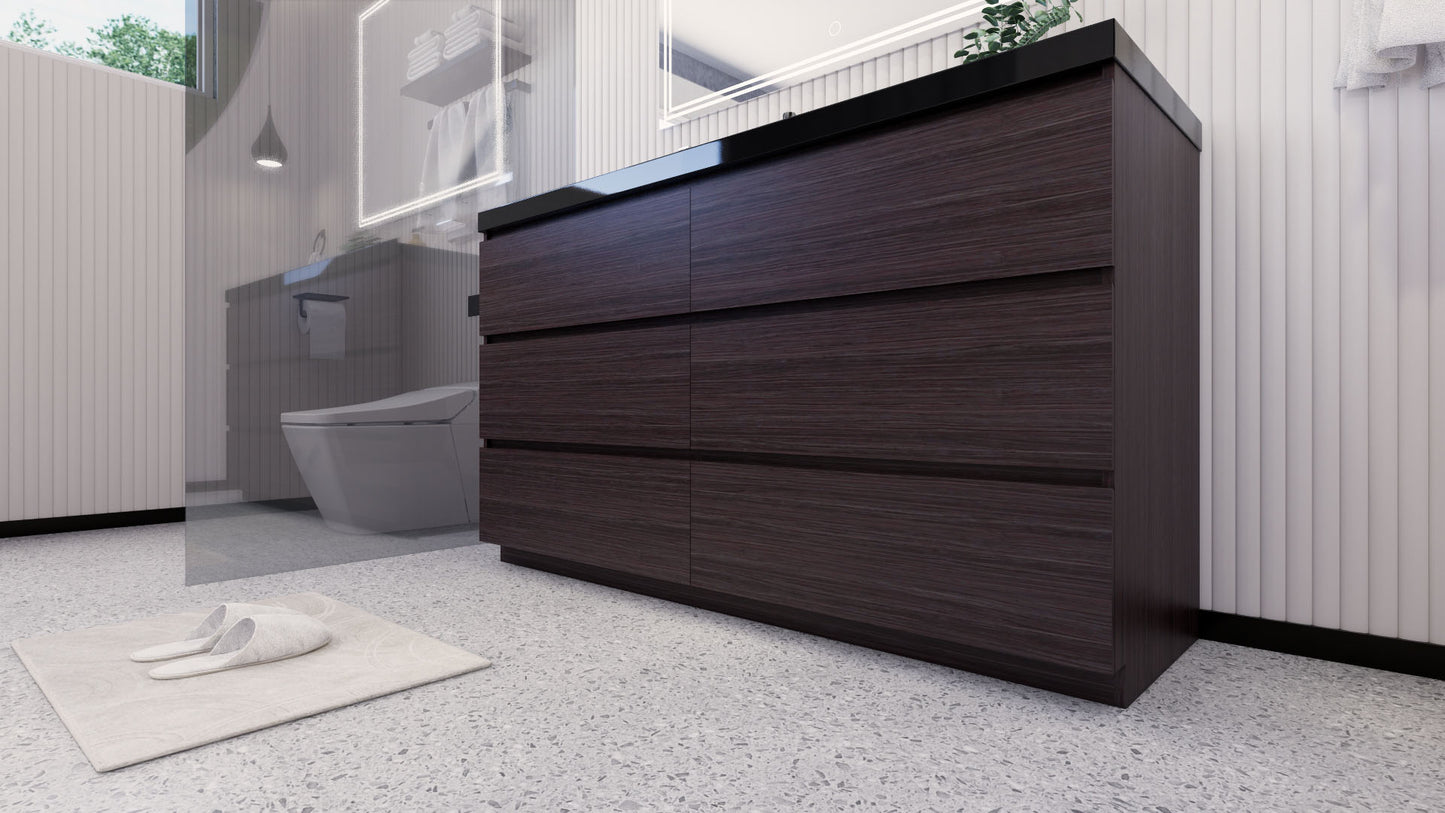 Stanley 60" Freestanding Bathroom Vanity with Reinforced Acrylic Integrated Sink Top