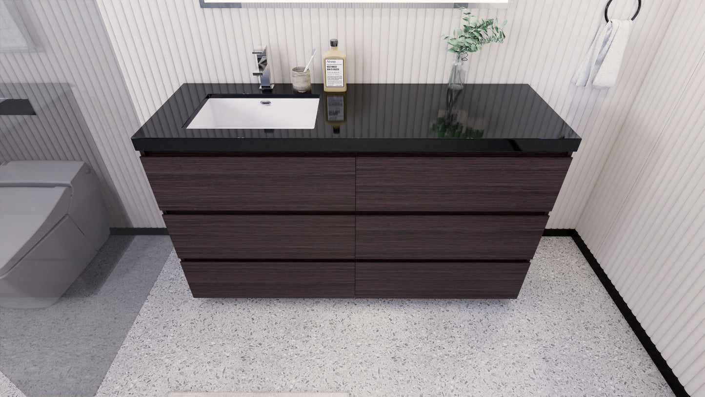 Stanley 60" Freestanding Bathroom Vanity with Reinforced Acrylic Integrated Sink Top