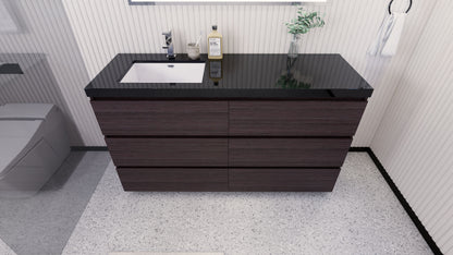Stanley 60" Freestanding Bathroom Vanity with Reinforced Acrylic Integrated Sink Top