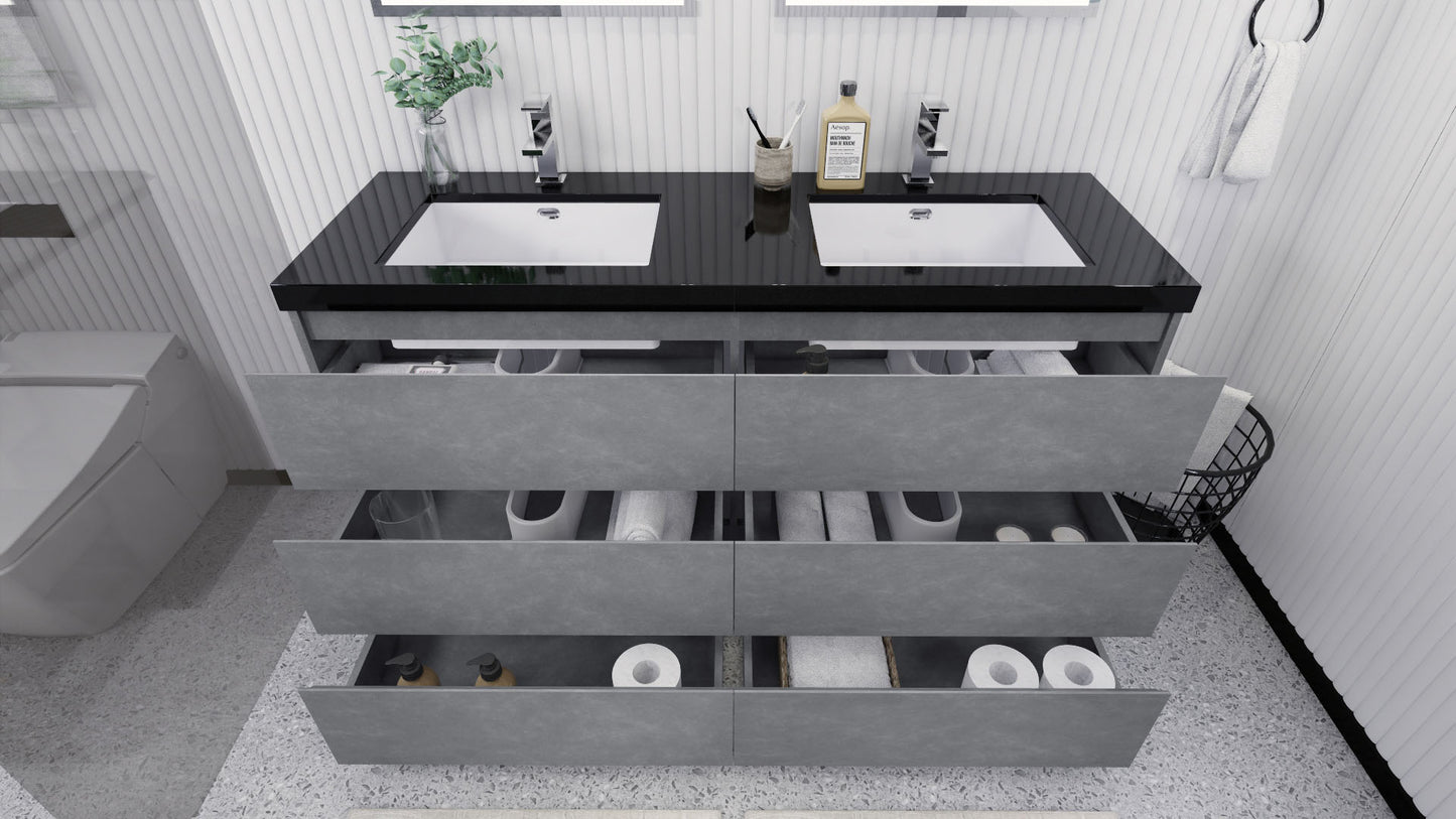 Stanley 60" Freestanding Bathroom Vanity with Reinforced Acrylic Integrated Sink Top