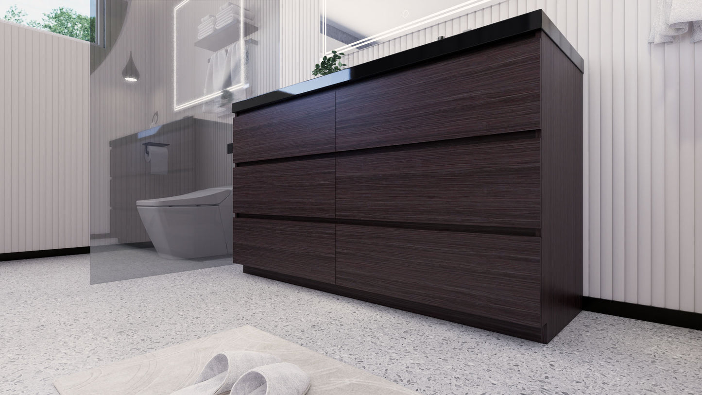 Stanley 60" Freestanding Bathroom Vanity with Reinforced Acrylic Integrated Sink Top