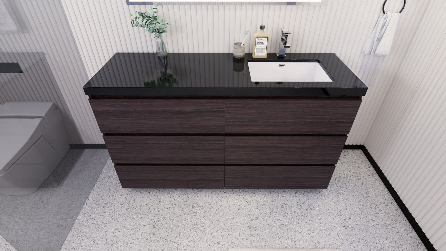 Stanley 60" Freestanding Bathroom Vanity with Reinforced Acrylic Integrated Sink Top