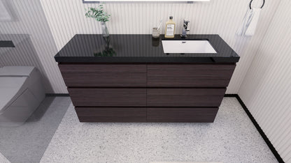 Stanley 60" Freestanding Bathroom Vanity with Reinforced Acrylic Integrated Sink Top