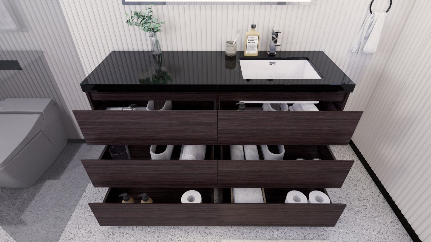 Stanley 60" Freestanding Bathroom Vanity with Reinforced Acrylic Integrated Sink Top