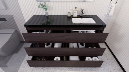 Stanley 60" Freestanding Bathroom Vanity with Reinforced Acrylic Integrated Sink Top