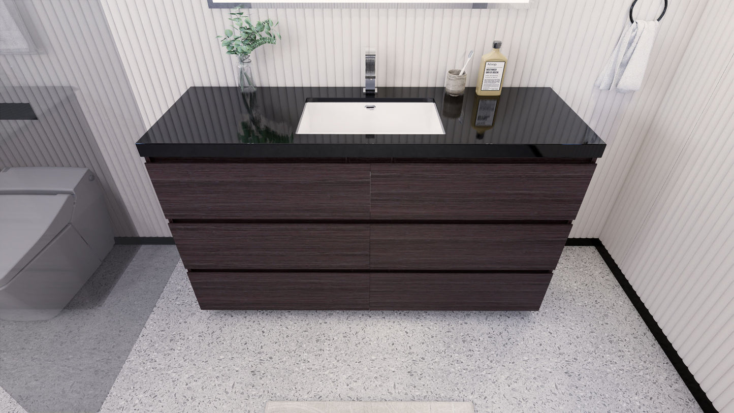 Stanley 60" Freestanding Bathroom Vanity with Reinforced Acrylic Integrated Sink Top