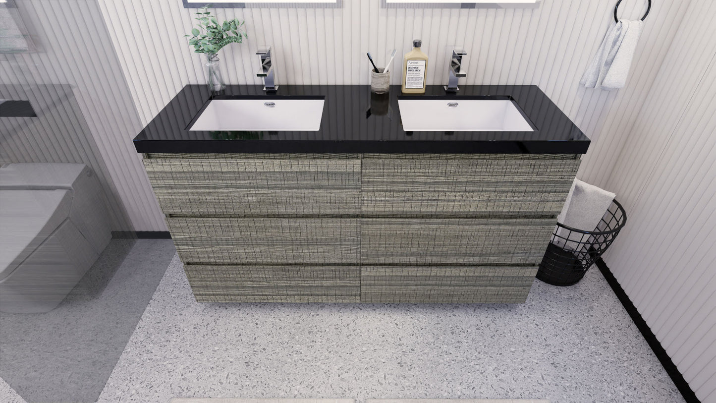 Stanley 60" Freestanding Bathroom Vanity with Reinforced Acrylic Integrated Sink Top