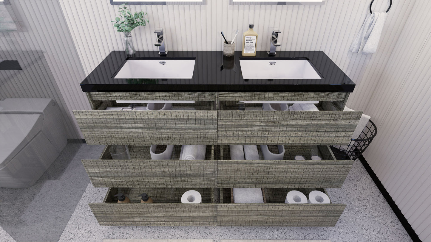 Stanley 60" Freestanding Bathroom Vanity with Reinforced Acrylic Integrated Sink Top