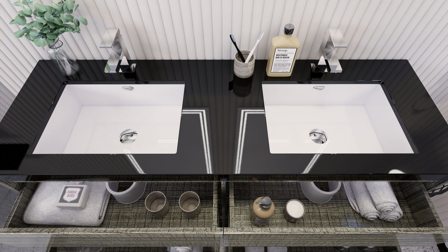 Stanley 60" Freestanding Bathroom Vanity with Reinforced Acrylic Integrated Sink Top