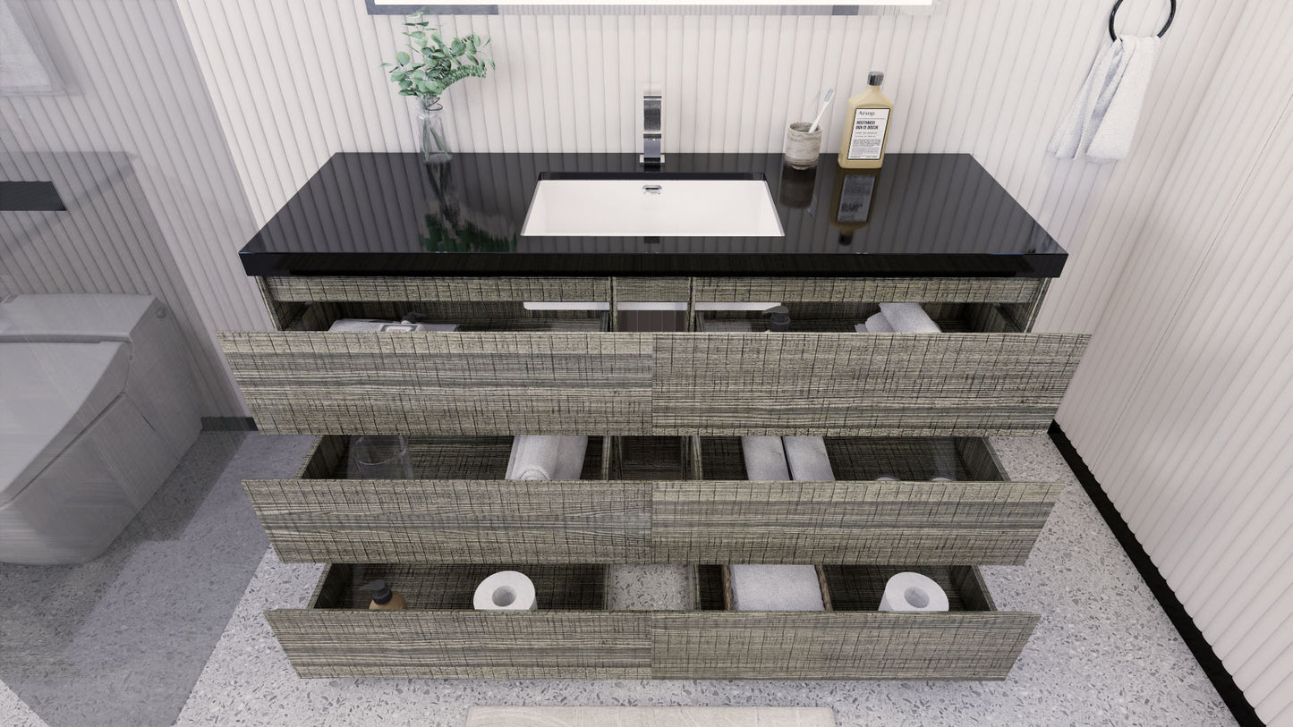Stanley 60" Freestanding Bathroom Vanity with Reinforced Acrylic Integrated Sink Top