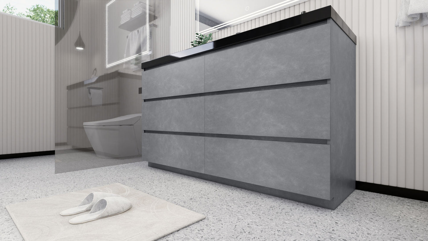 Stanley 60" Freestanding Bathroom Vanity with Reinforced Acrylic Integrated Sink Top