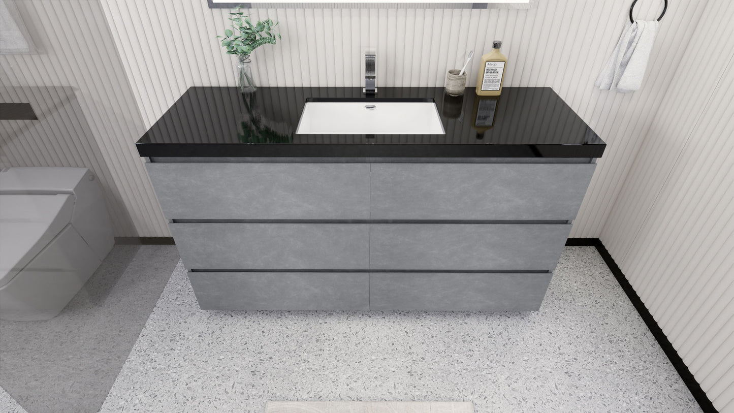 Stanley 60" Freestanding Bathroom Vanity with Reinforced Acrylic Integrated Sink Top