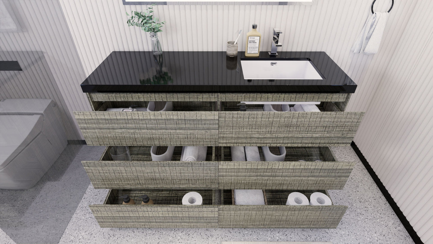 Stanley 60" Freestanding Bathroom Vanity with Reinforced Acrylic Integrated Sink Top