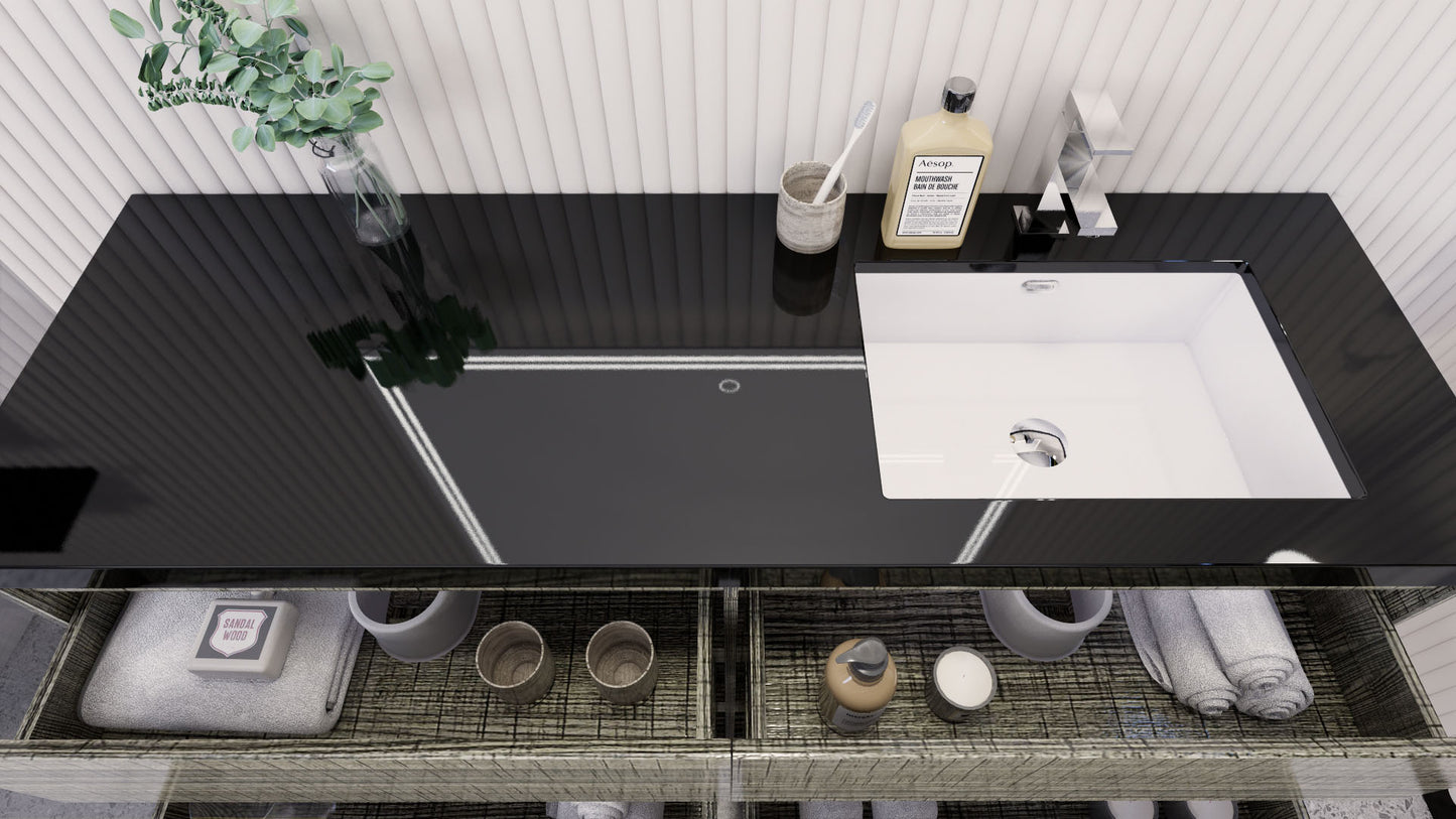 Stanley 60" Freestanding Bathroom Vanity with Reinforced Acrylic Integrated Sink Top