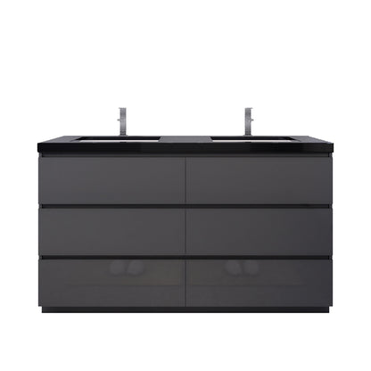 Stanley 60" Freestanding Bathroom Vanity with Reinforced Acrylic Integrated Sink Top