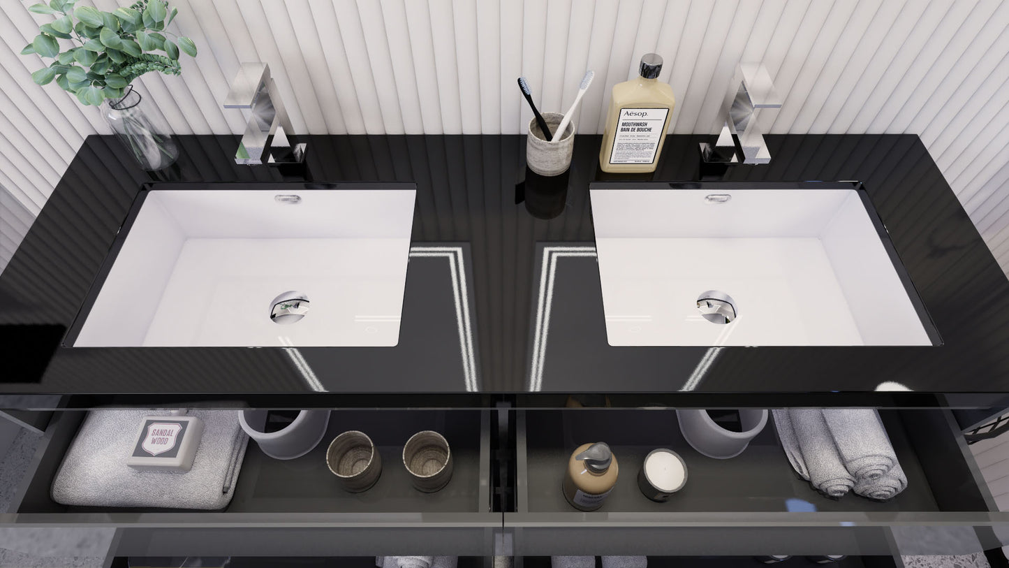 Stanley 60" Freestanding Bathroom Vanity with Reinforced Acrylic Integrated Sink Top