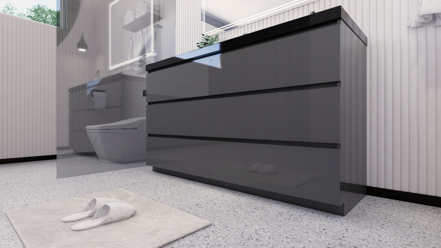 Stanley 60" Freestanding Bathroom Vanity with Reinforced Acrylic Integrated Sink Top