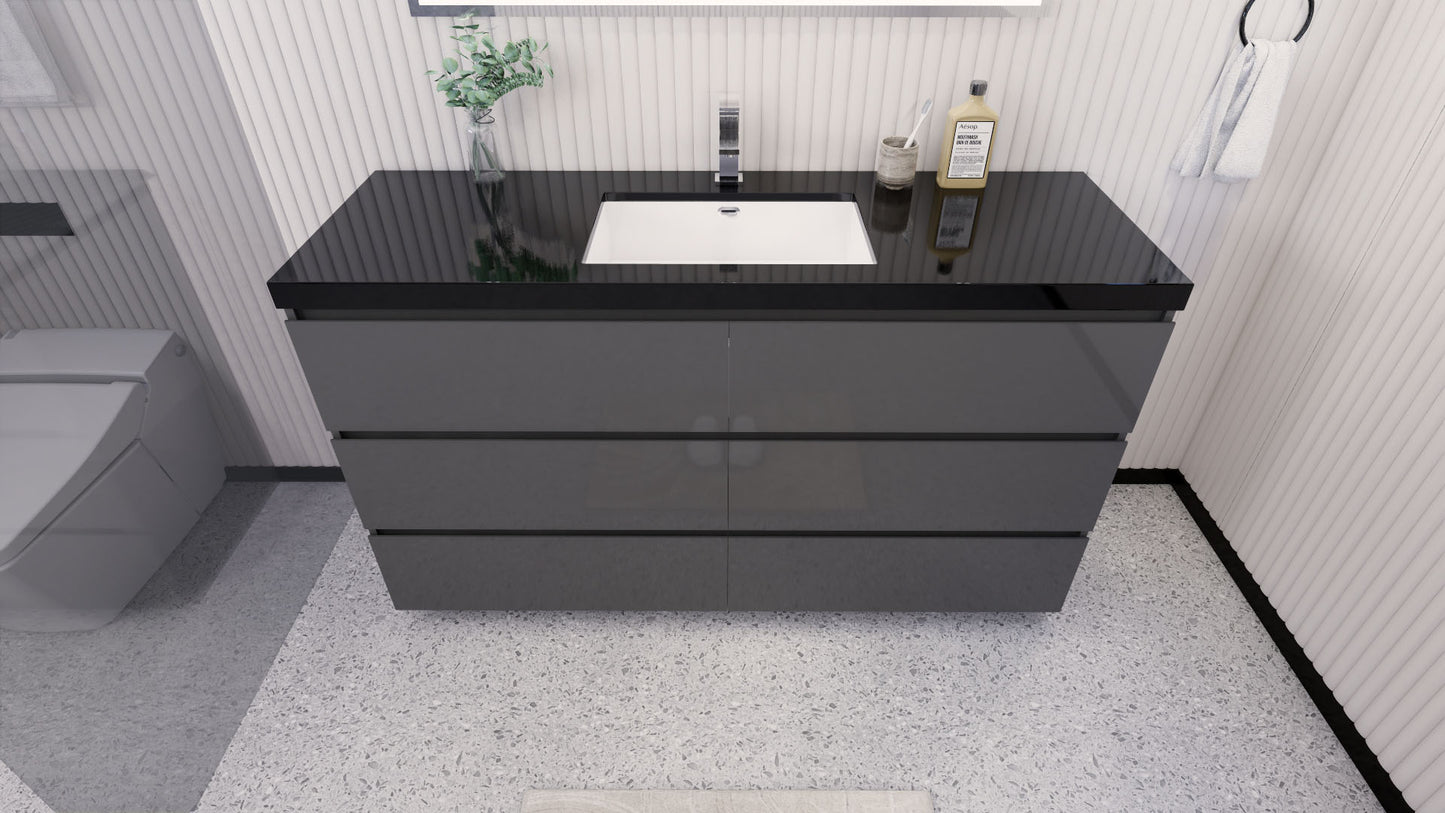 Stanley 60" Freestanding Bathroom Vanity with Reinforced Acrylic Integrated Sink Top