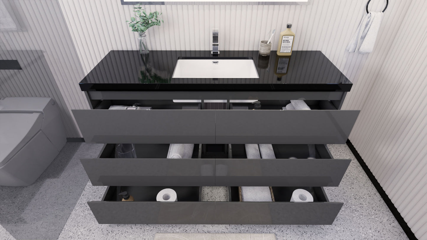 Stanley 60" Freestanding Bathroom Vanity with Reinforced Acrylic Integrated Sink Top