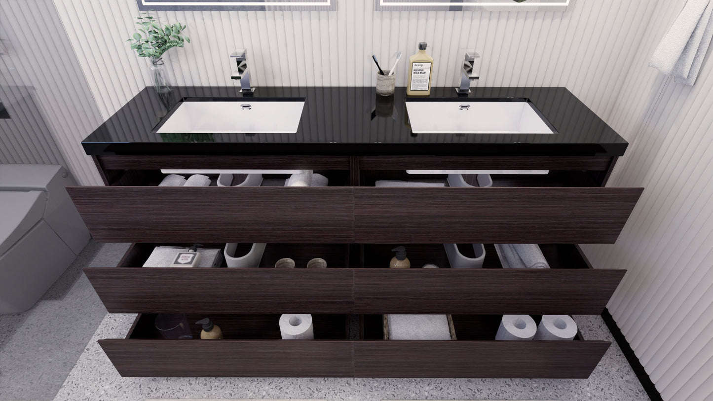 Stanley 72" Freestanding Bathroom Vanity with Reinforced Acrylic Integrated Sink Top
