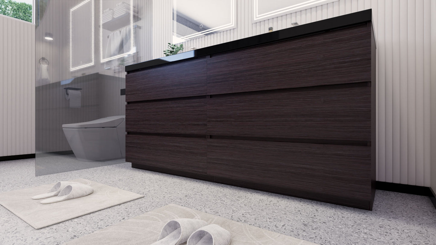 Stanley 72" Freestanding Bathroom Vanity with Reinforced Acrylic Integrated Sink Top