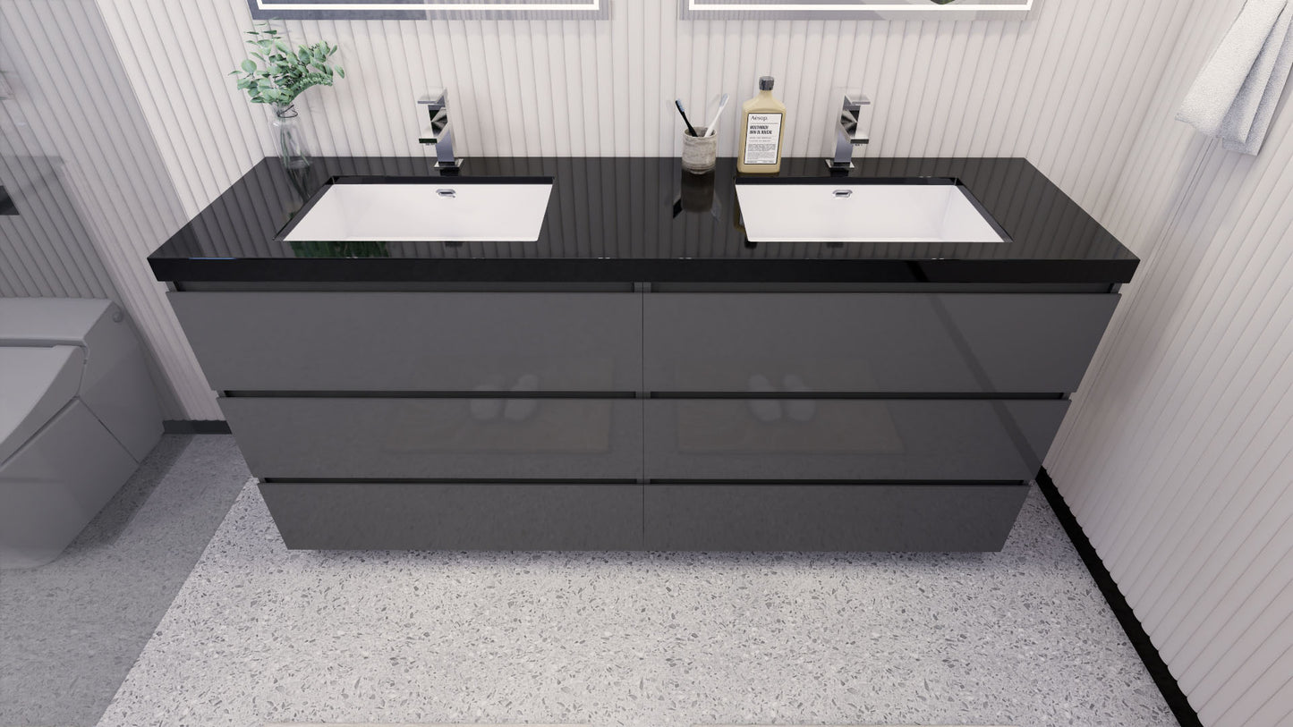Stanley 72" Freestanding Bathroom Vanity with Reinforced Acrylic Integrated Sink Top