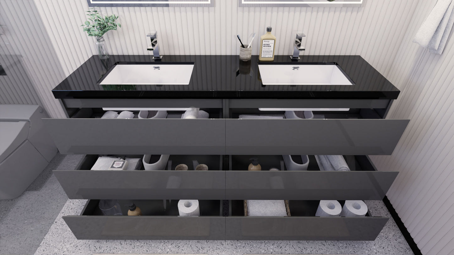 Stanley 72" Freestanding Bathroom Vanity with Reinforced Acrylic Integrated Sink Top